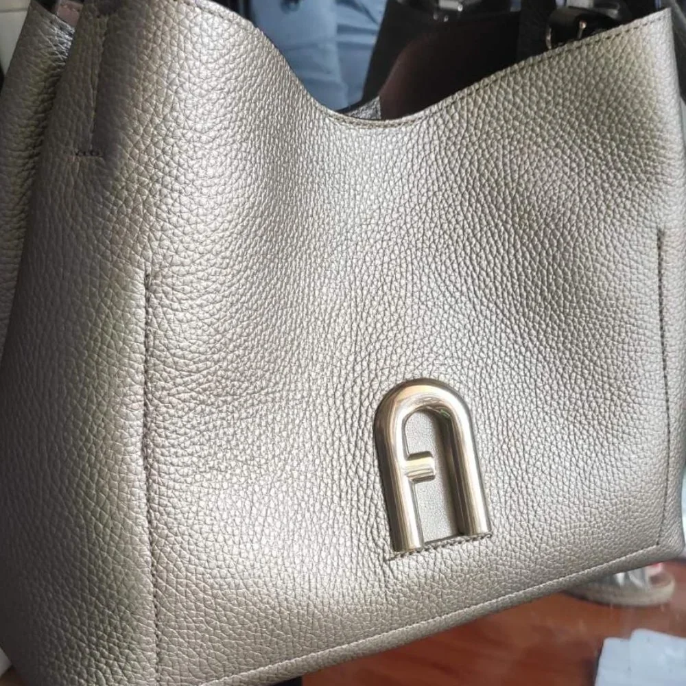 FURLA Primula Small Hobo Metallic Leather Bag Small
